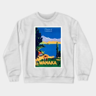 Wanaka New Zealand Vintage Poster 1930s Crewneck Sweatshirt